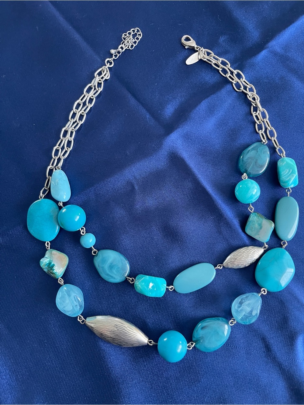 Turquoise Multi-Bead Double Strand Necklace - Unbranded